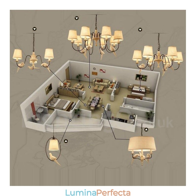 6 lumini Rustic Lodge Vintage pandantiv