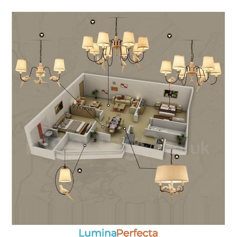 8 lumini Rustic Lodge Vintage pandantiv