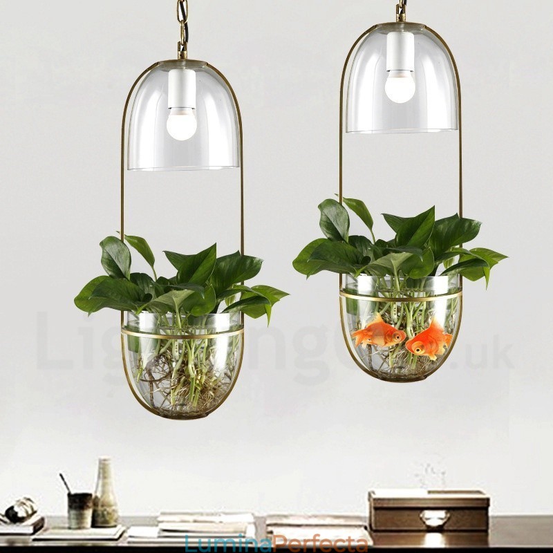 Lampă suspendată din sticlă din metal rustic Lodge