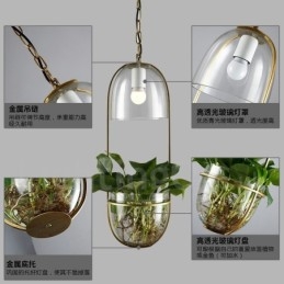 Lampă suspendată din sticlă din metal rustic Lodge