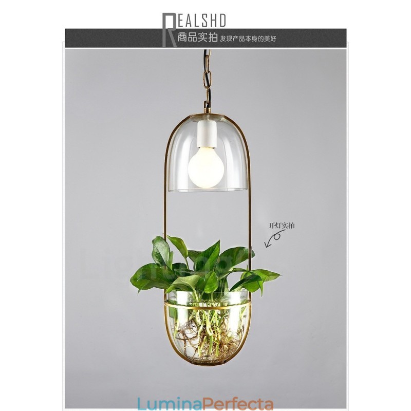 Lampă suspendată din sticlă din metal rustic Lodge