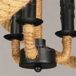 Country Hemp Rope Lampă cu pandantiv vintage cu 3 lumini