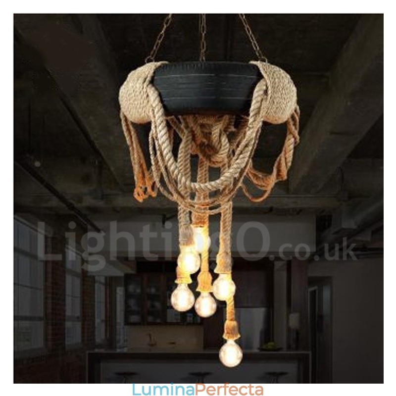 Lampă de suspendare Country Vintage cu 6 lumini
