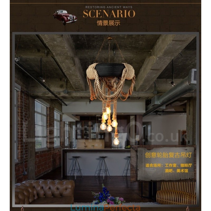 Lampă de suspendare Country Vintage cu 6 lumini