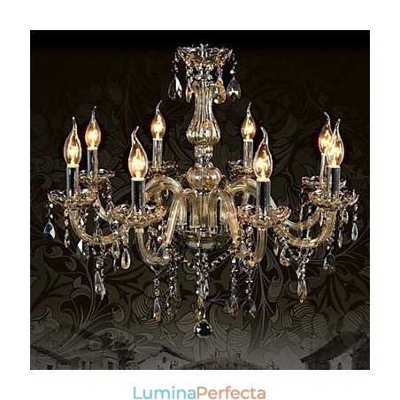 8 Lumini Candelabru Cristal De Lux Culoare Cognac Candelabru Cristal K9