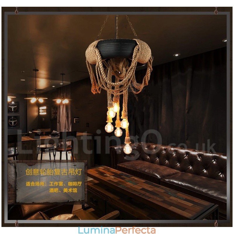 Lampă de suspendare Country Vintage cu 6 lumini