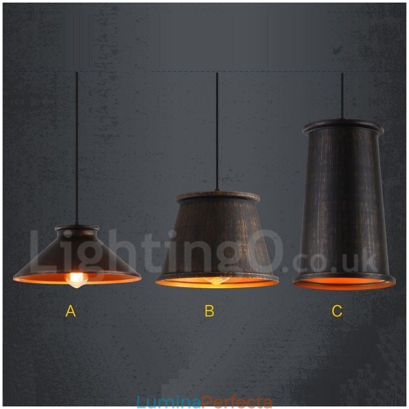 Lampă suspendată din metal retro vintage cu 1 lumină