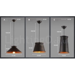 Lampă suspendată din metal retro vintage cu 1 lumină