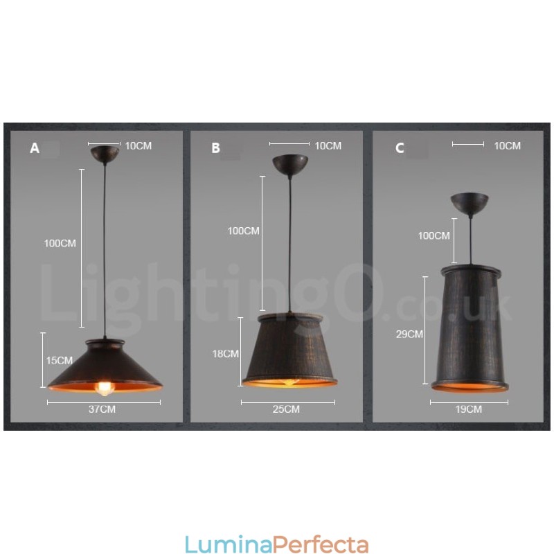 Lampă suspendată din metal retro vintage cu 1 lumină