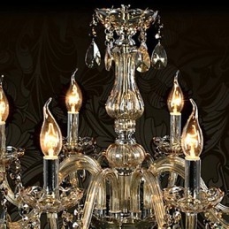 8 Lumini Candelabru Cristal De Lux Culoare Cognac Candelabru Cristal K9