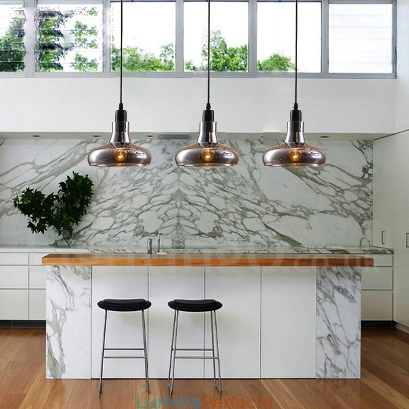 Lampă suspendată retro vintage cu 1 lumină și abajur din sticlă