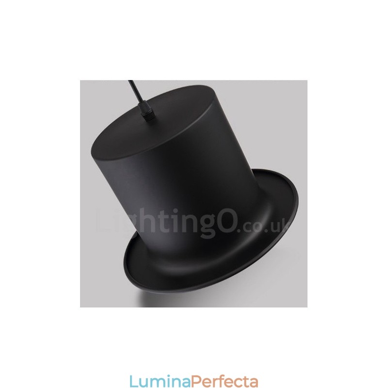 Lampă suspendată retro vintage în formă de pălărie din metal negru