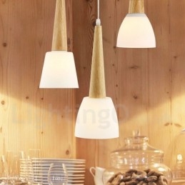 Lampă suspendată din lemn rustic Lodge cu abajur din sticlă