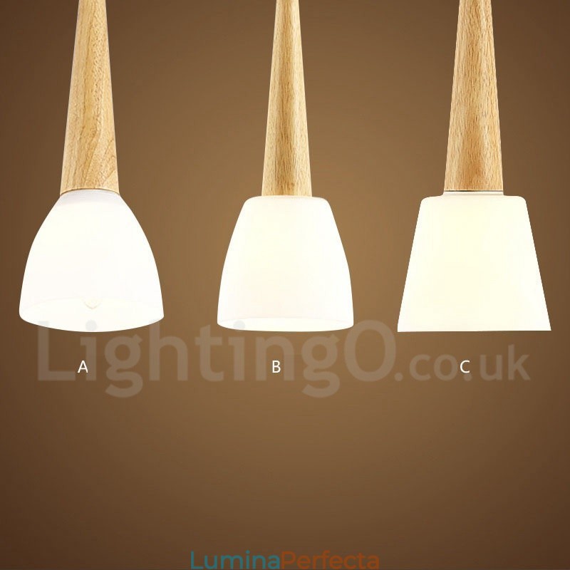 Lampă suspendată din lemn rustic Lodge cu abajur din sticlă