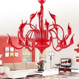 Candelabru Modern 18 Lumini G4 Pictura Rosie