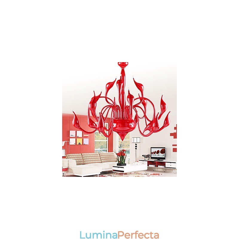 Candelabru Modern 18 Lumini G4 Pictura Rosie