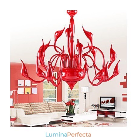 Candelabru Modern 18 Lumini G4 Pictura Rosie Candelabru Modern 18 Lumini G4 Pictura Rosie