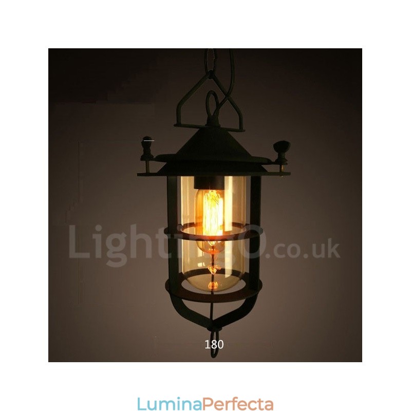 Lampă suspendată retro vintage metal cu 1 lumină