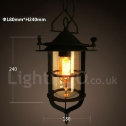 Lampă suspendată retro vintage metal cu 1 lumină