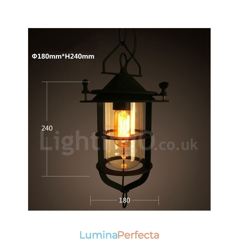 Lampă suspendată retro vintage metal cu 1 lumină