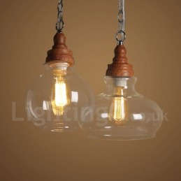 Lampă suspendată retro vintage cu lampă cu abajur din sticlă