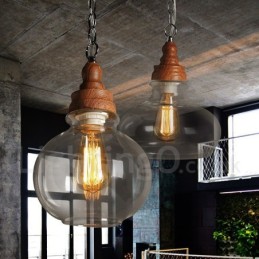 Lampă suspendată retro vintage cu lampă cu abajur din sticlă
