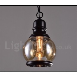 Lampă suspendată retro vintage cu lampă cu abajur din sticlă