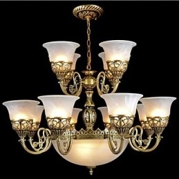 Candelabru din bronz Fifteen Lights Moire Glass European Retro Classic