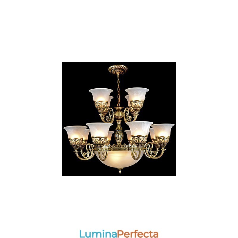 Candelabru din bronz Fifteen Lights Moire Glass European Retro Classic