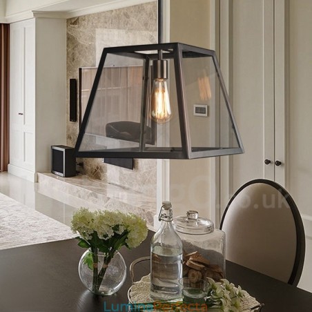 Lampă de metal vintage cu abajur din sticlă Lampă de metal vintage cu abajur din sticlă