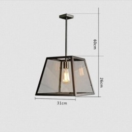 Lampă de metal vintage cu abajur din sticlă