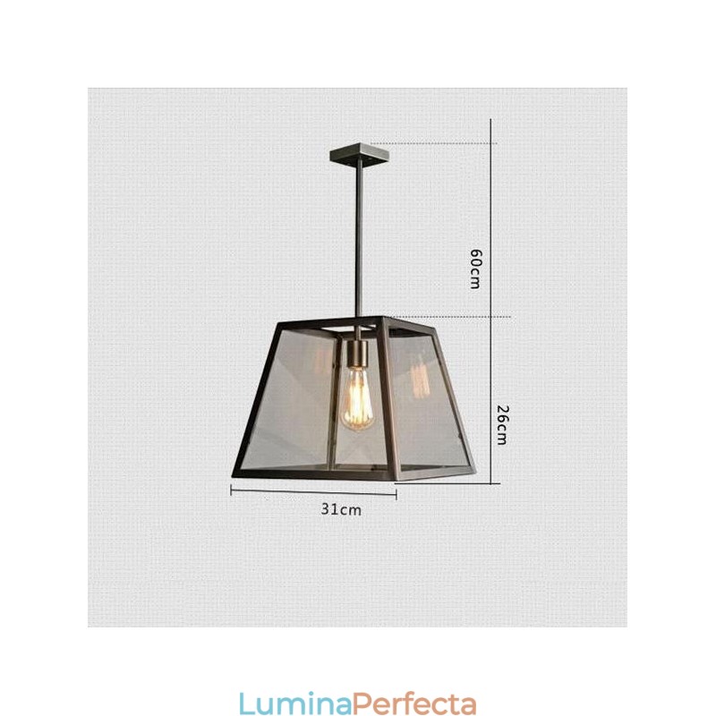 Lampă de metal vintage cu abajur din sticlă