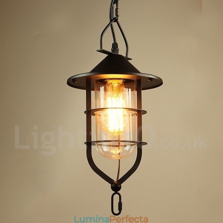 Lampă de metal vintage cu abajur din sticlă Lampă de metal vintage cu abajur din sticlă
