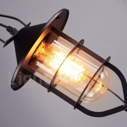 Lampă de metal vintage cu abajur din sticlă