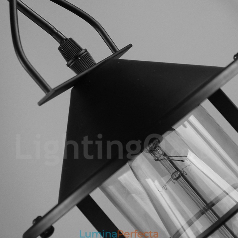 Lampă de metal vintage cu abajur din sticlă