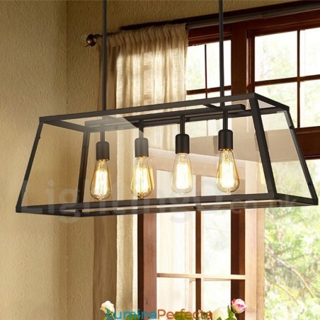 Lampă de suspendare din metal vintage Rustic Lodge cu abajur din sticlă Lampă de suspendare din metal vintage Rustic Lodge cu abajur din sticlă