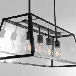 Lampă de suspendare din metal vintage Rustic Lodge cu abajur din sticlă