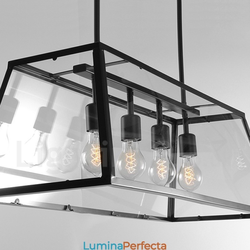 Lampă de suspendare din metal vintage Rustic Lodge cu abajur din sticlă