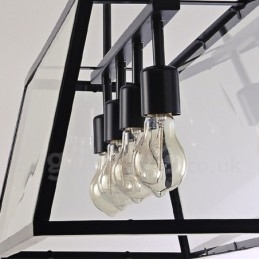 Lampă de suspendare din metal vintage Rustic Lodge cu abajur din sticlă