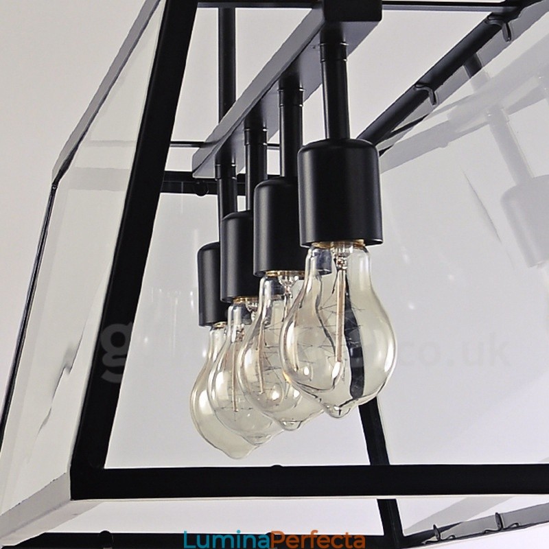 Lampă de suspendare din metal vintage Rustic Lodge cu abajur din sticlă
