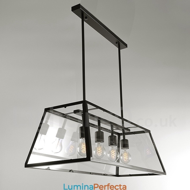 Lampă de suspendare din metal vintage Rustic Lodge cu abajur din sticlă