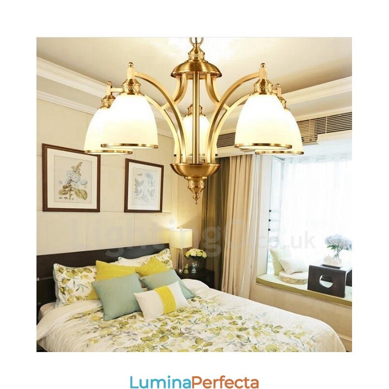 5 Lumini Rustic Lodge Candelabru Metal Cupru Integrat