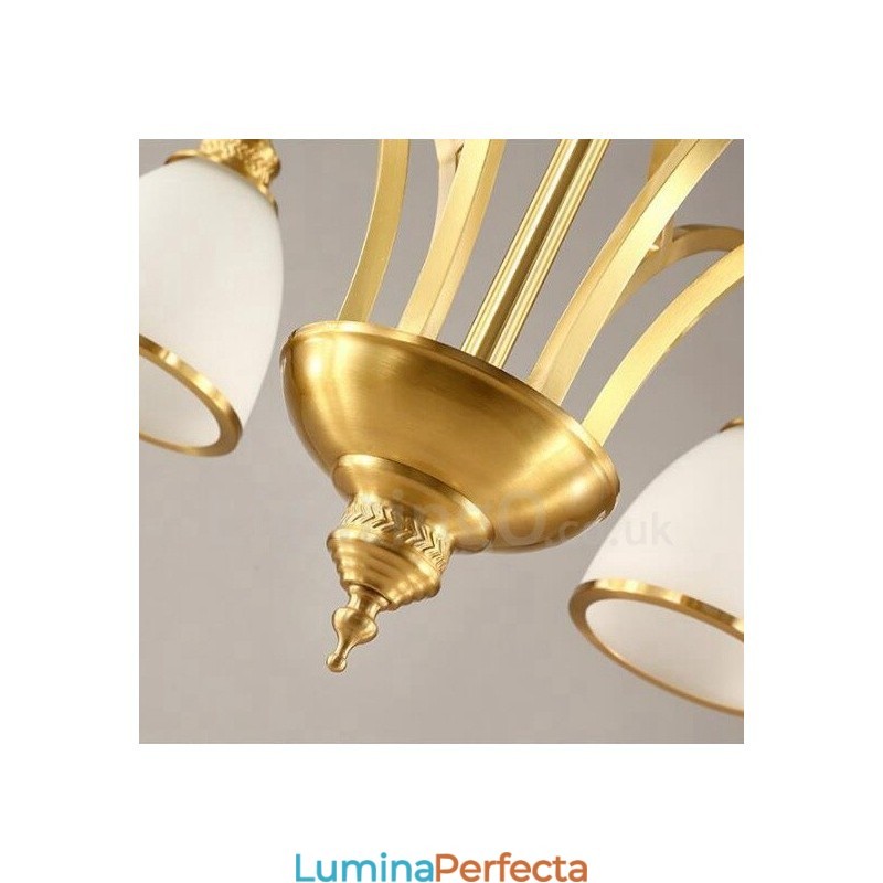 5 Lumini Rustic Lodge Candelabru Metal Cupru Integrat