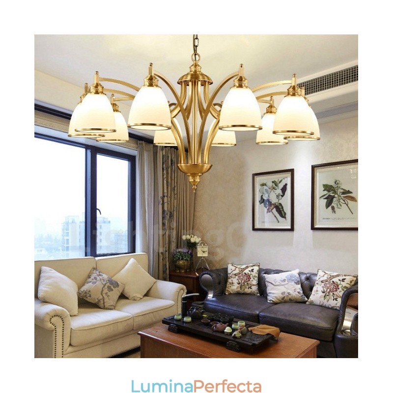 10 Lumini Rustic Lodge Candelabru Metal Cupru Integrat