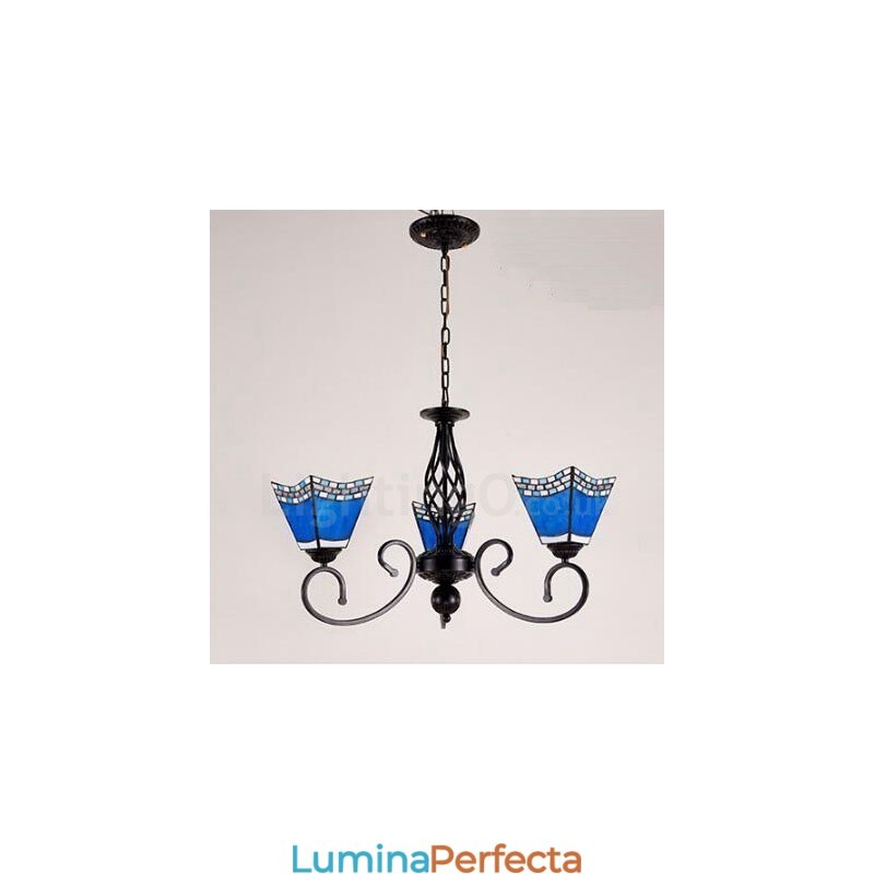 Candelabru metalic integrat în stil mediteranean cu 3 lumini