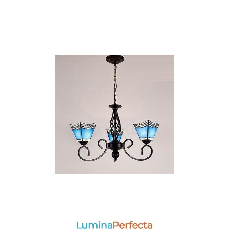 Candelabru metalic integrat în stil mediteranean cu 3 lumini