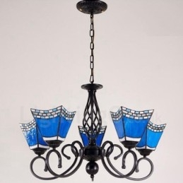 Candelabru metalic integrat în stil mediteranean cu 5 lumini