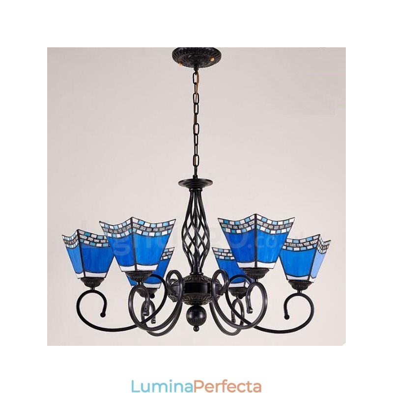 Candelabru metalic integrat în stil mediteranean cu 6 lumini