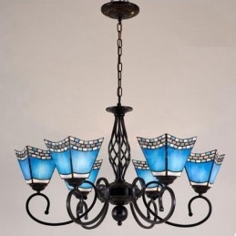 Candelabru metalic integrat în stil mediteranean cu 6 lumini