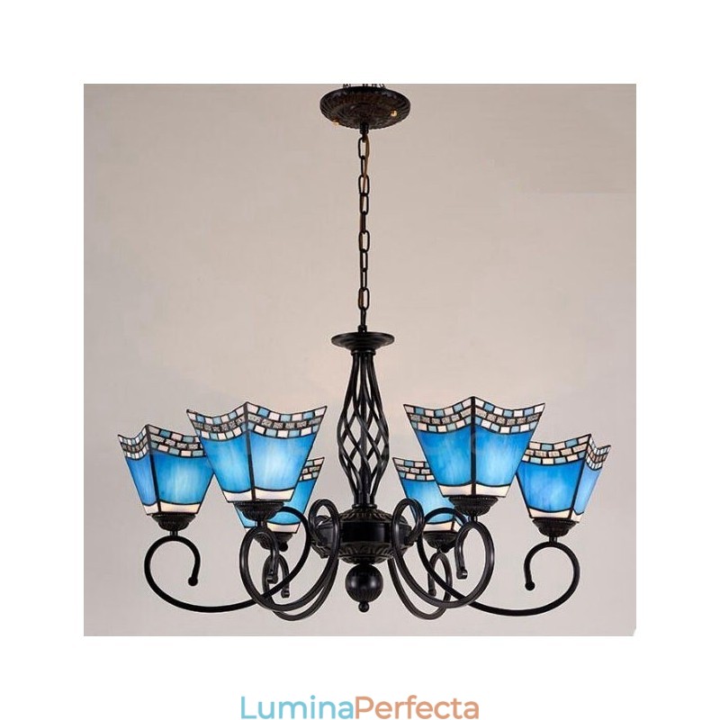Candelabru metalic integrat în stil mediteranean cu 6 lumini